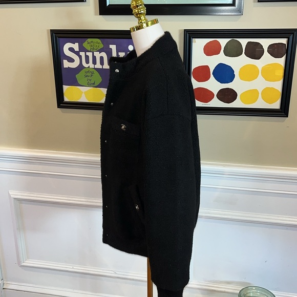 Authentic CHANEL Black Teddy Bomber Jacket - Picture 3 of 12